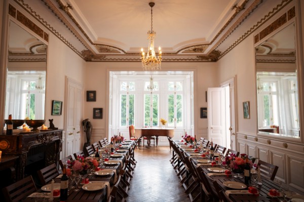 Interior ceremony room chairs piano forte at alter